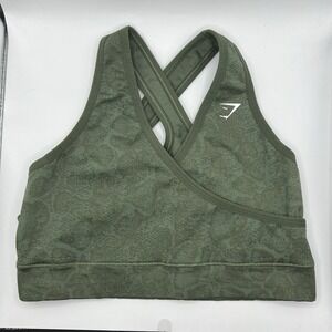 Gymshark Women's Adapt Camo Seamless‎ Sports Bra  Savana/Griffin Green Size XS